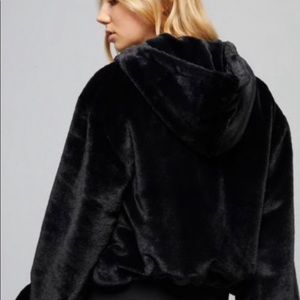 Faux fur hoodie jacket